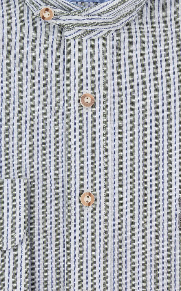 Hemd Kilian SK, blau/oliv gestreift - Slim fit