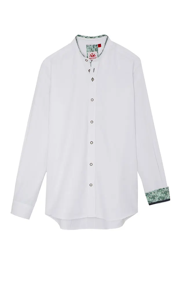 Hemd Berko, weiß/grün - Slim fit
