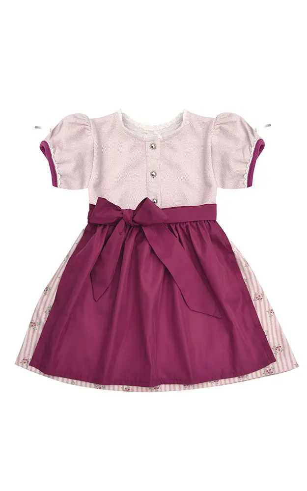 Baby-Dirndl Barodino mit Schürze, weinrot