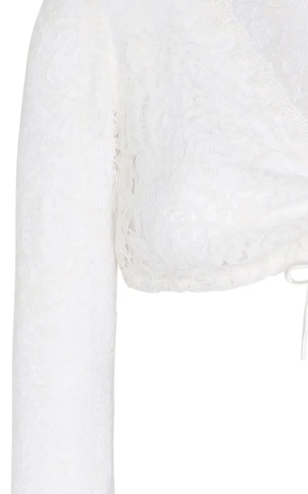 Dirndlbluse Hadia Langarm, weiß Spitzenarm