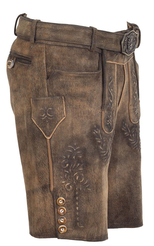 Lederhose Wernhart mit Gürtel, espresso
