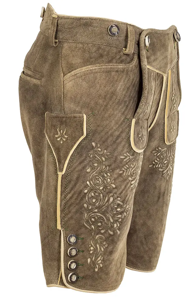 Hirschlederhose Weissen ohne Träger, sand hell