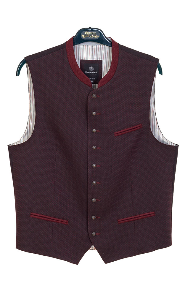 Weste Mirko, weinrot - Stretch