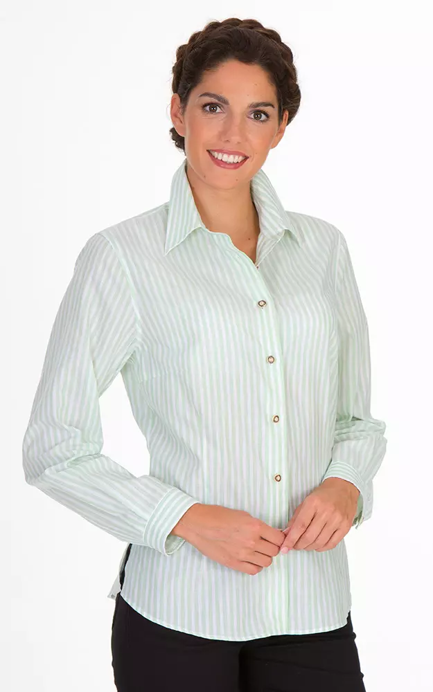 Trachtenbluse Valerie, hellgrün gestreift