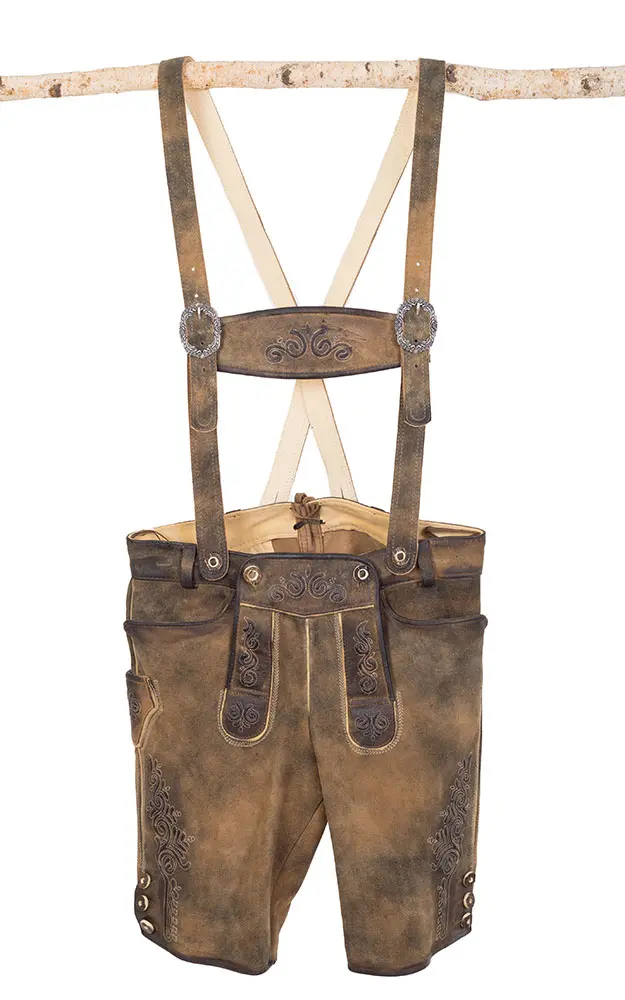 Lederhose Rafael mit Träger, zirbe