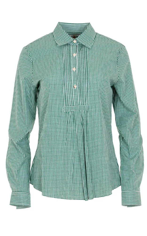 Trachtenbluse 201, # tanne/weiß