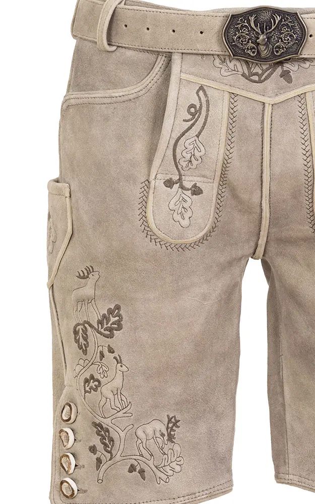 Lederhose 7741 mit Gürtel, hellbraun