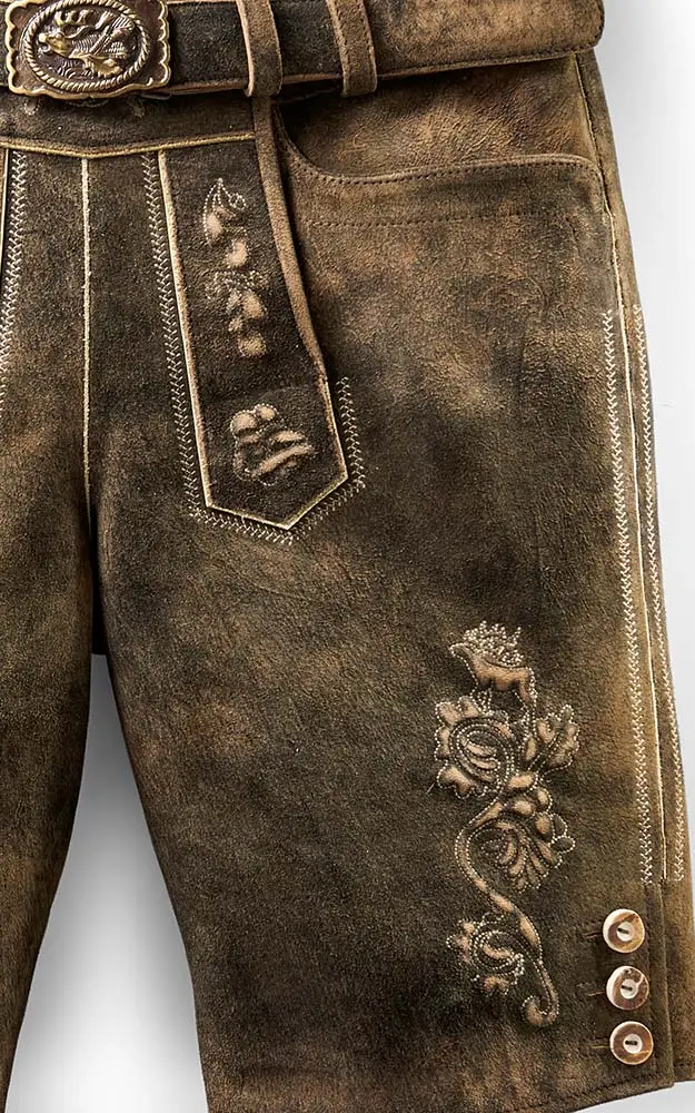 Lederhose Silberberg mit Gürtel, hopfen