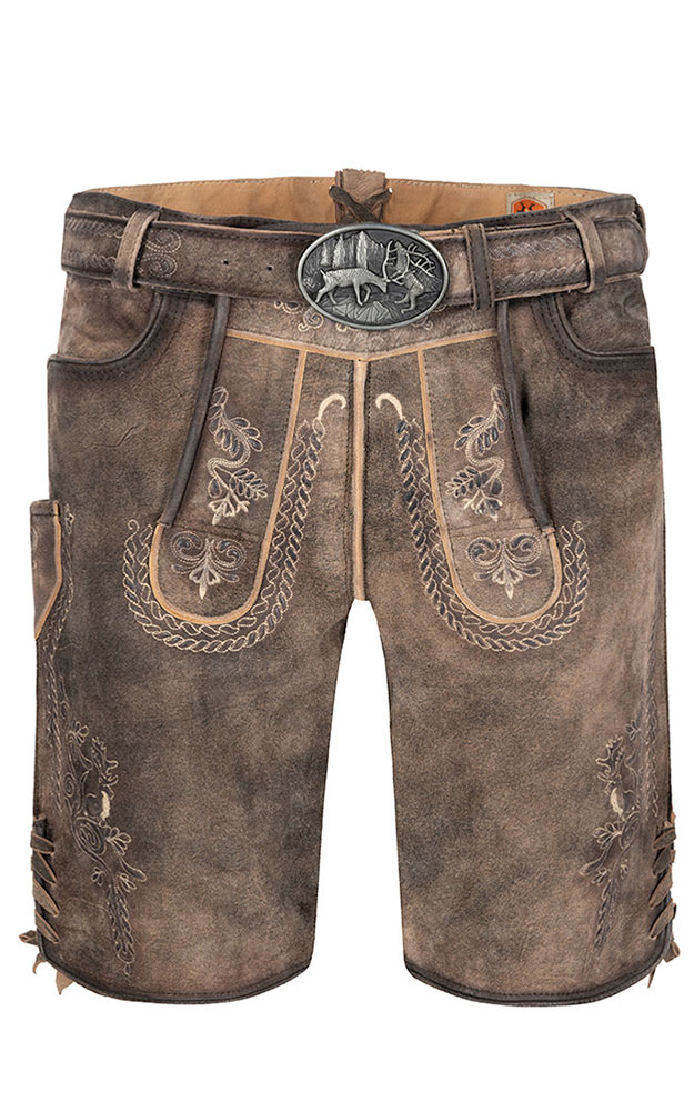 Lederhose Kochelsee mit Gürtel, mittelbraun