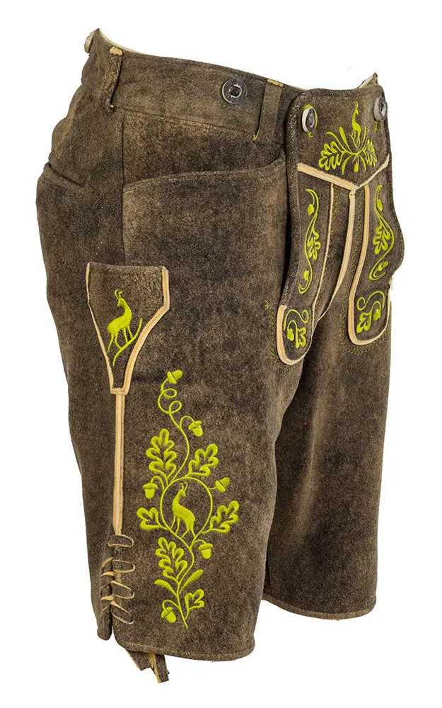 Hirschlederhose Ludwig ohne Träger, stein antik