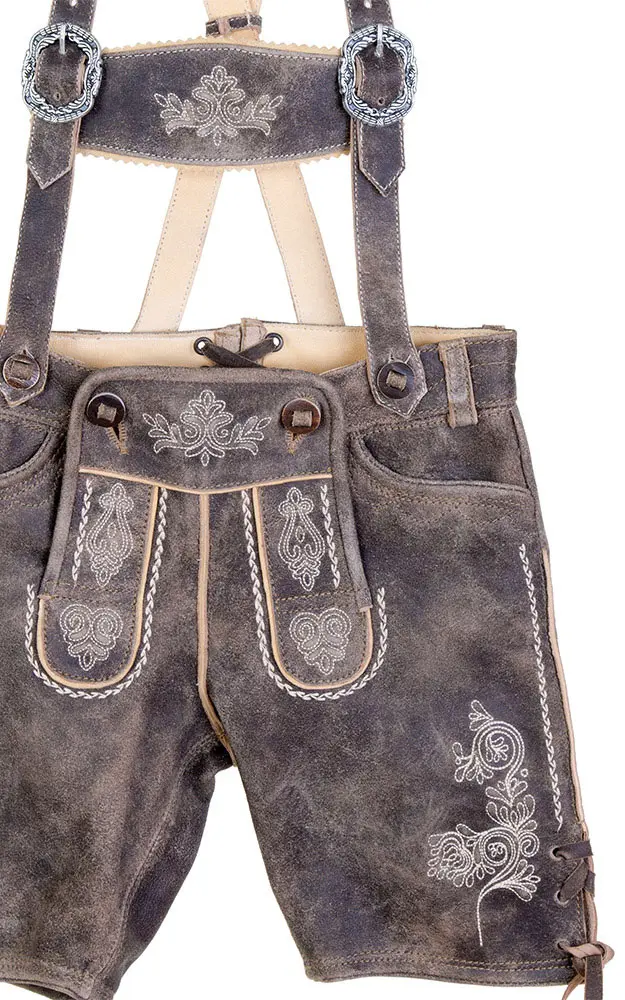 Kinder-Lederhose 504 mit Träger, offwhite