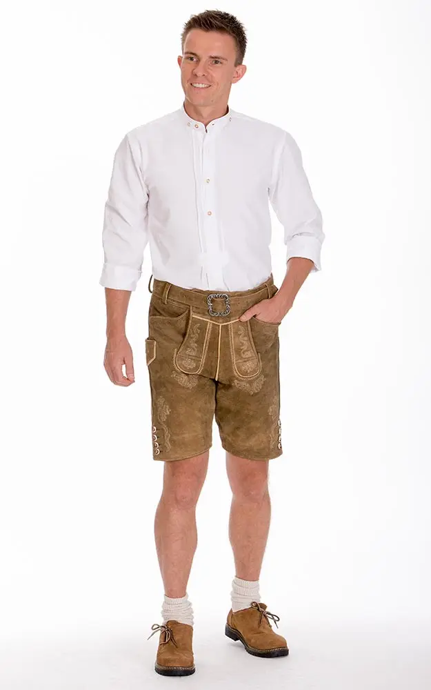 Lederhosen-SET Heinz Kurze mit Gürtel, reh