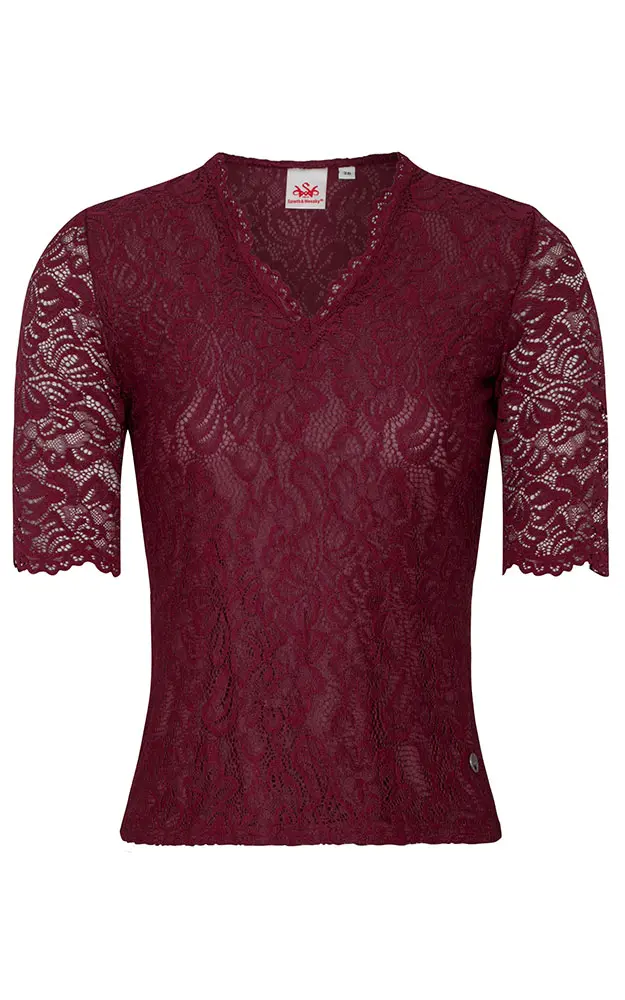 Trachtenbluse Arktis, weinrot