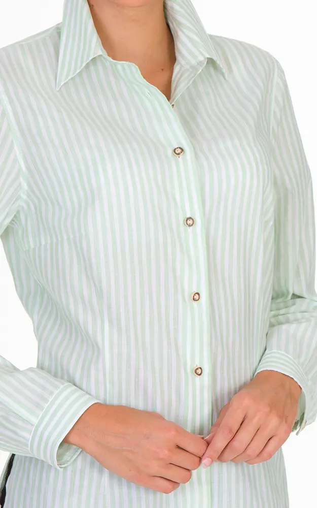 Trachtenbluse Valerie, hellgrün gestreift