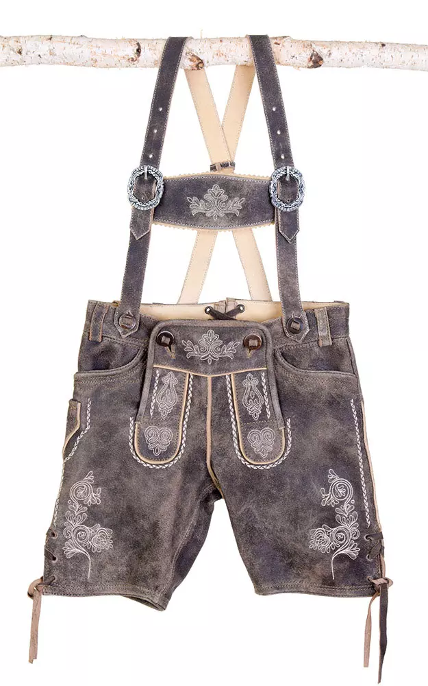 Kinder-Lederhose 504 mit Träger, offwhite