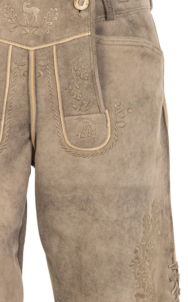 Lederhose Franz ohne Träger, graubeige/natur