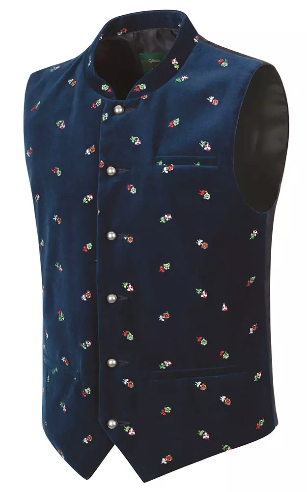 Kinderweste Samt bestickt, dunkelblau