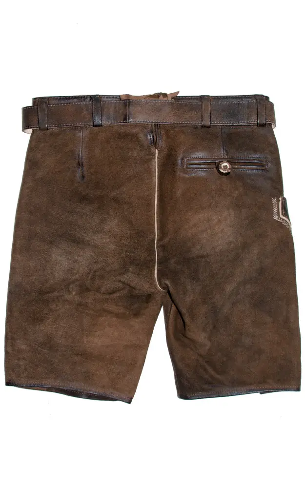 Lederhose Hubertus mit Gürtel, nuss Antik