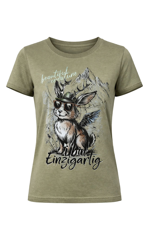 Damen-Shirt Einzigartig, oliv