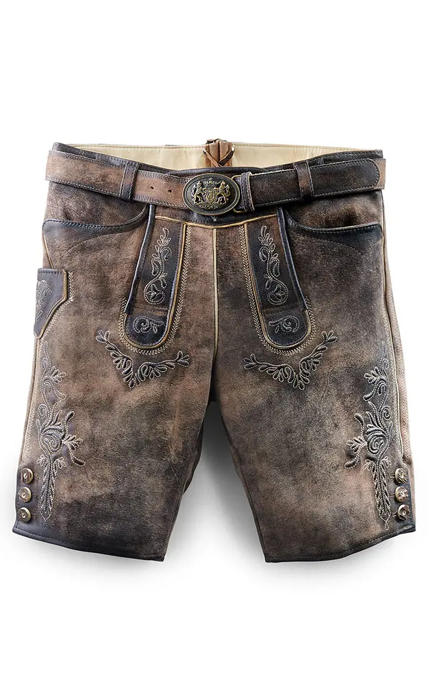 Lederhose Hopfensee mit Gürtel, bernstein