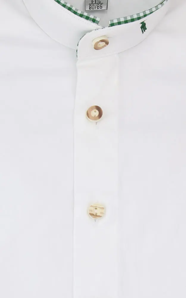 Kinderhemd 923, SK weiß Kragen grün