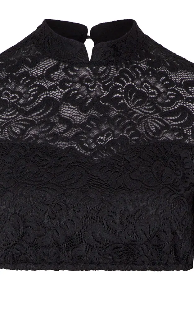 Dirndlbluse Andora Langarm, schwarz Spitzenarm