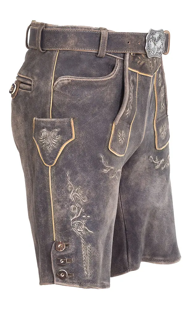 Lederhose Amberg mit Gürtel, braun