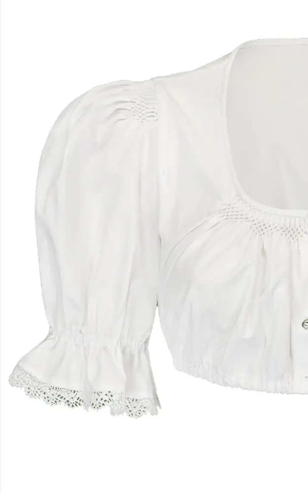 Dirndlbluse Alma, weiß Waffelsmok