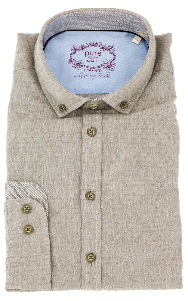 Hemd C82618-21277, beige - Slim fit