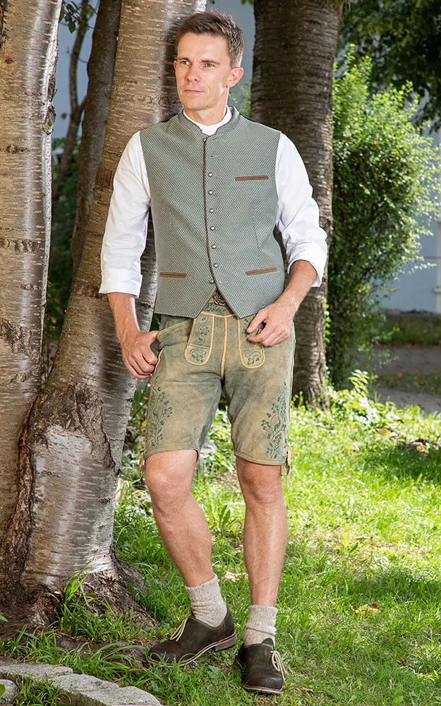 Lederhose Oliver mit Gürtel, mittelbraun