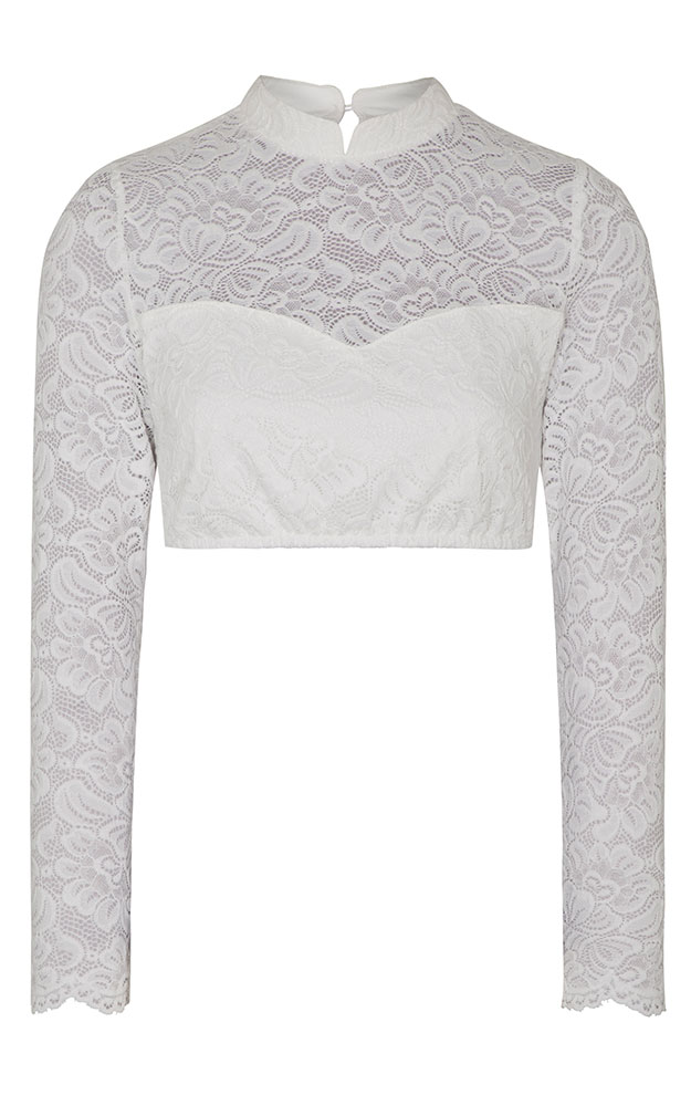 Dirndlbluse Andora Langarm, offwhite Spitzenarm