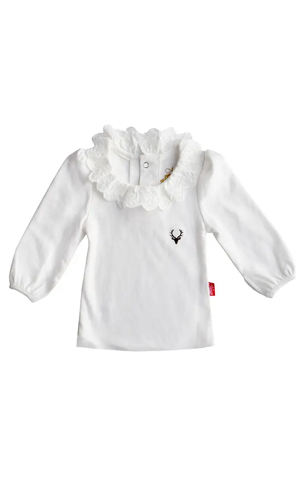 Baby-Body Rüsche langarm, weiß