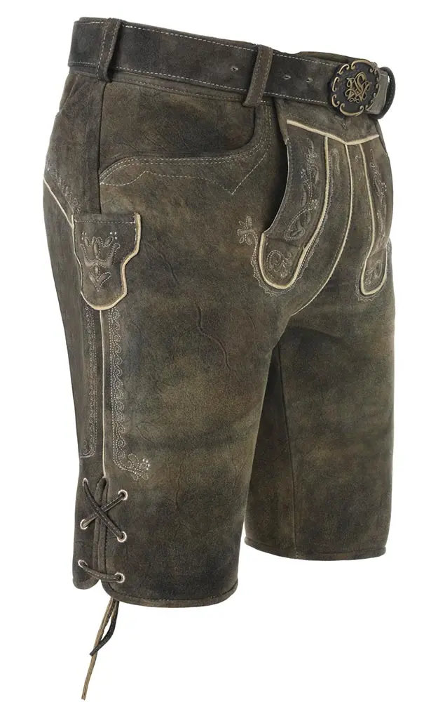 Lederhose Tobias mit Gürtel, erde