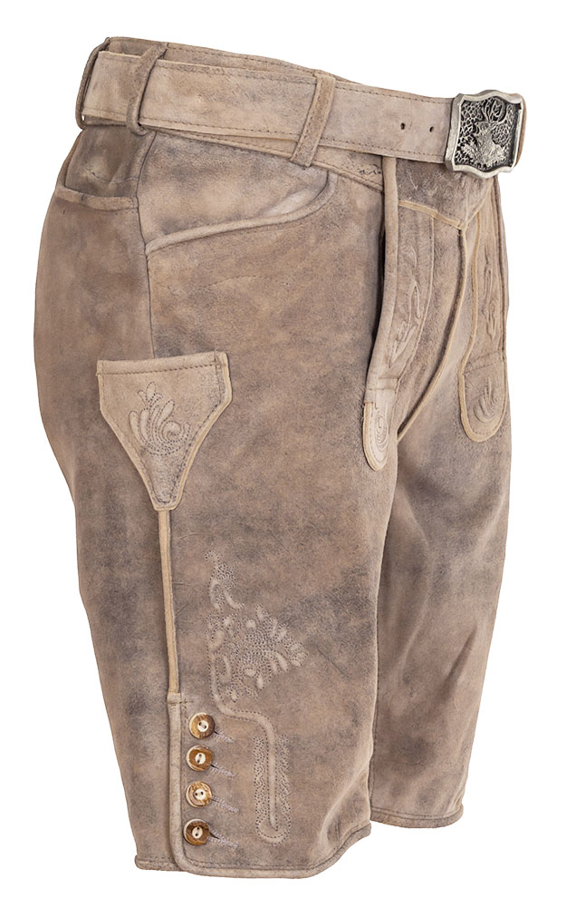 Lederhose Arno mit Gürtel, hellbeige