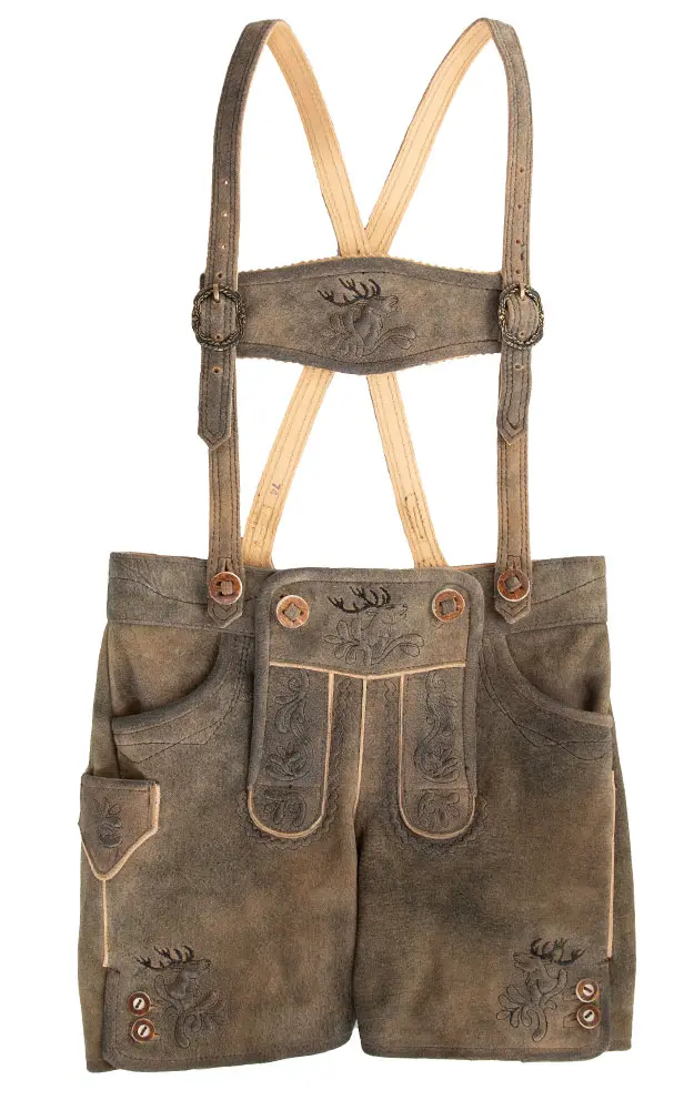 Kinder-Lederhose Achill mit Träger/Gürtel, espresso