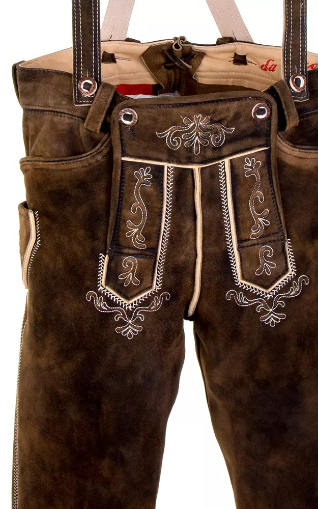 Lederhose Ludwig mit Träger, nougat