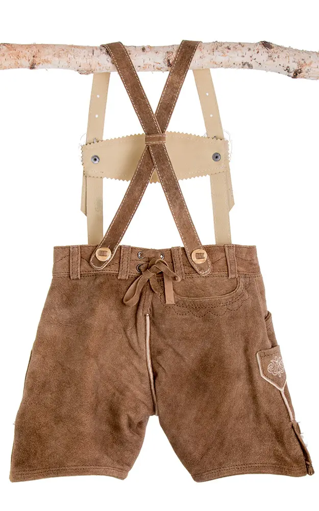 Kinder-Lederhose kurz mit Träger, reh