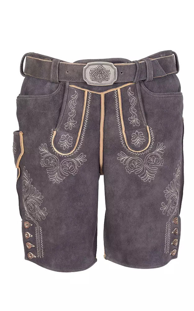Hirschlederhose Göll mit Gürtel, graphit