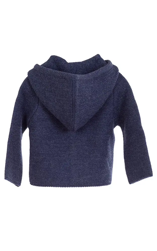 Kinder-Strickjacke mit Kapuze, blau