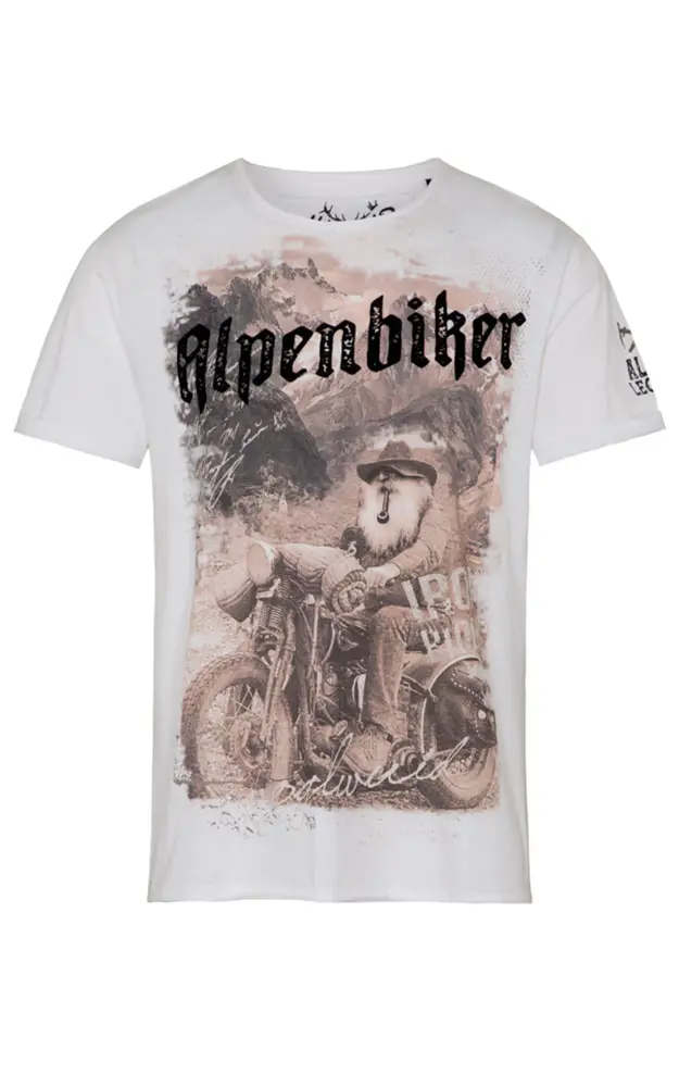 T-Shirt Alpenbiker, weiß