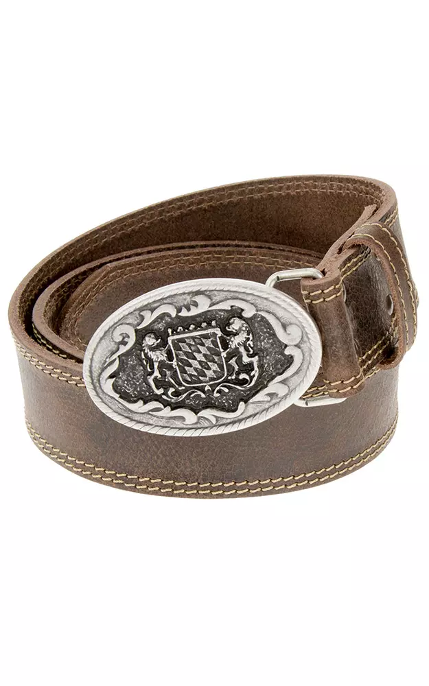 Herrengürtel Bayernwappen, dunkelbraun