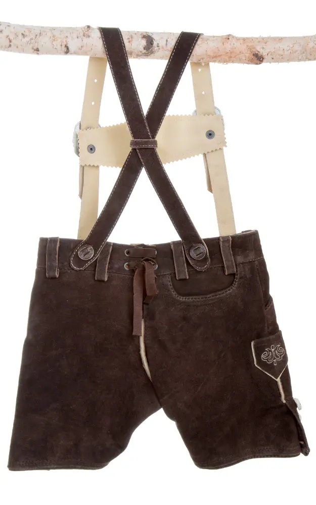 Kinder-Lederhose Michi mit Träger espresso