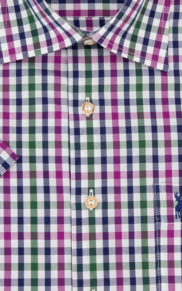 Hemd HE 553, # beere/tanne Kurzarm