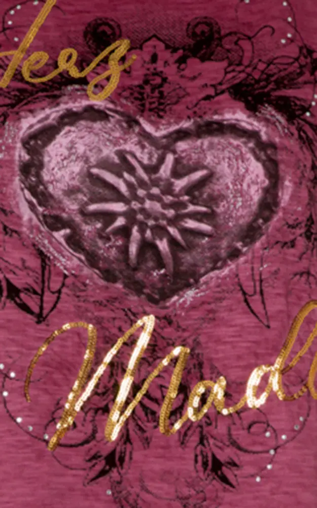 Damen-Shirt Herz Madl, weinrot