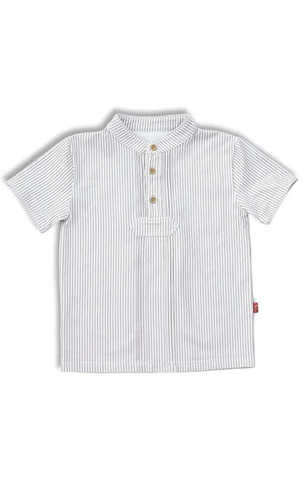 Baby-Body Andi Pfoad kurzarm, weiß/grau
