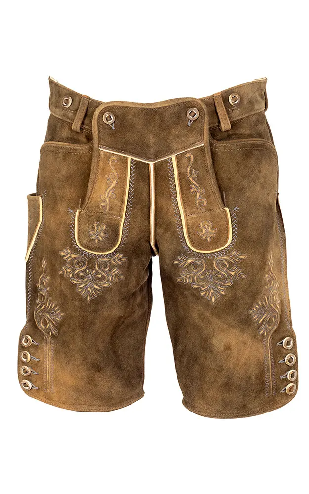 Lederhose Donau2 ohne Träger, braun/blau