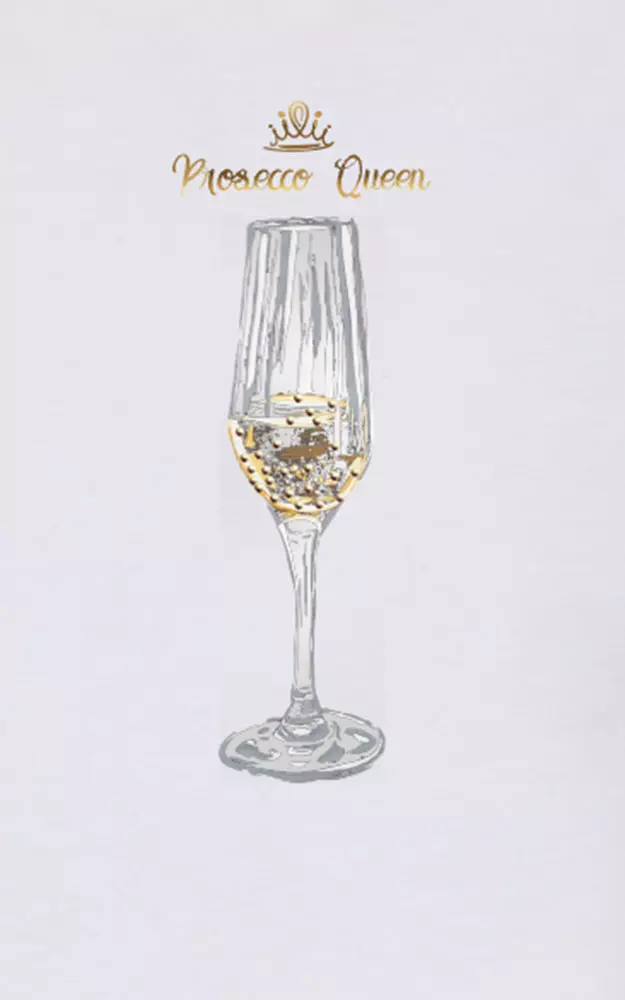 Damen-Shirt Prosecco Queen, weiß