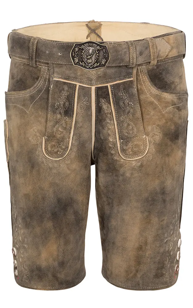 Lederhose Alex mit Gürtel, camel/sand