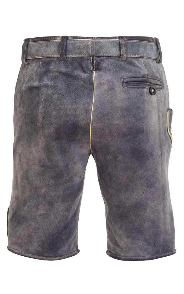 Lederhose Eissee mit Gürtel, grau
