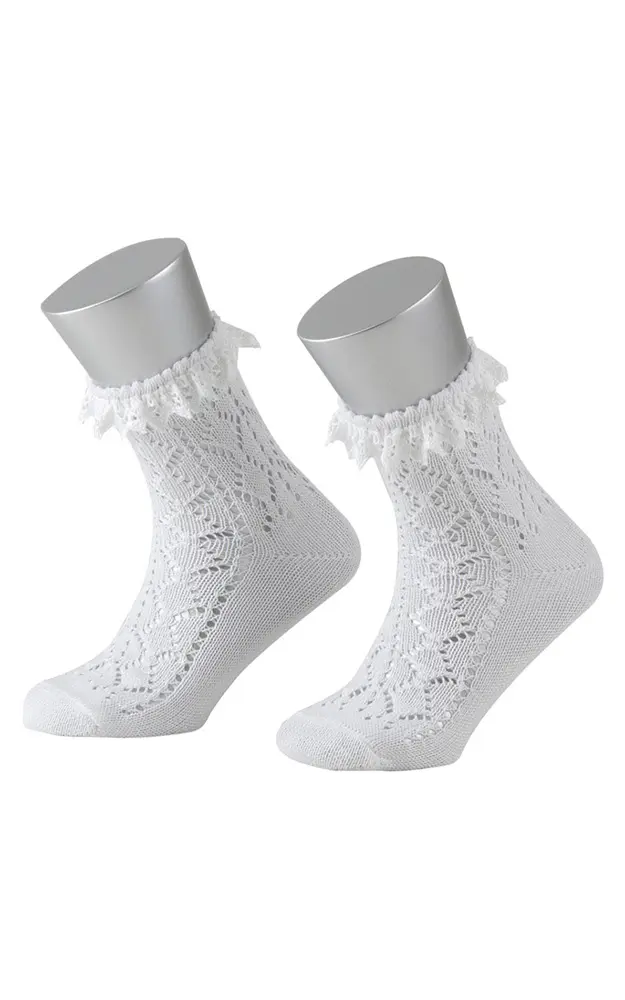 Kindersocken 1280S Spitze, weiß